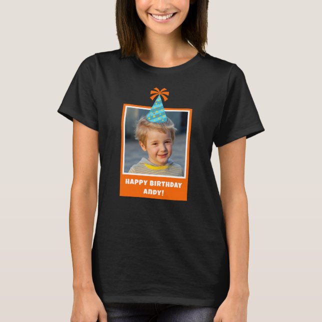 Camiseta Foto de niño personalizada Feliz cumpleaños con Go (Anverso)