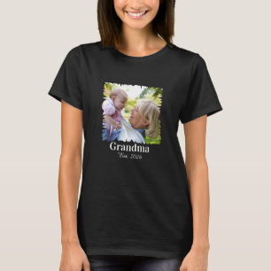 Camiseta Foto de nueva abuela personalizada año de establec