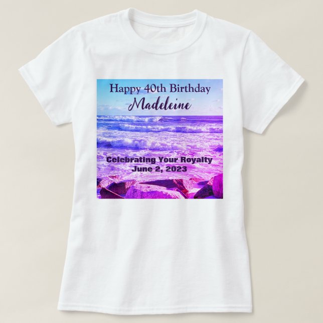 Camiseta Foto de Olas del Océano Atlántico 40 cumpleaños pú (Diseño del anverso)
