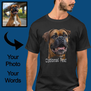 Camiseta Foto de Papá Perro Boxer Dorado Negro Única y Lind