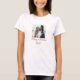 Camiseta Foto de pareja Navidad feliz con nombre vacaciones