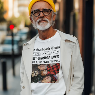 Camiseta Foto de periódico personalizado del mejor abuelo d
