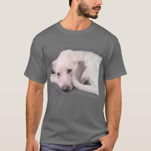 Camiseta Foto de perro blanco con grito de cola curvada