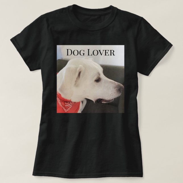 Camiseta Foto de Perro Blanco Cúpido Negro (Diseño del anverso)