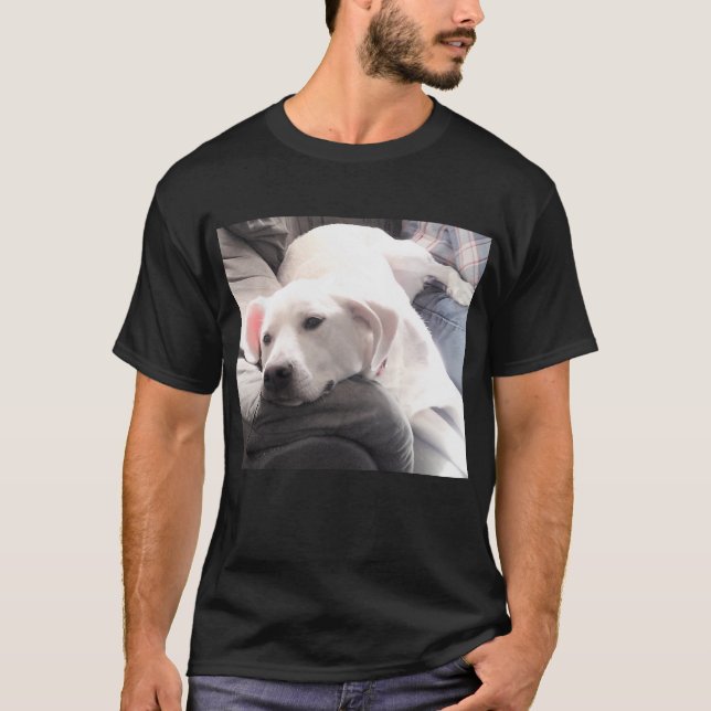 Camiseta Foto de Perro blanco perezoso con el mejor amigo p (Anverso)