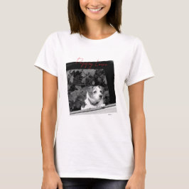 Camiseta Foto de perro blanco y negro con amor de cachorro