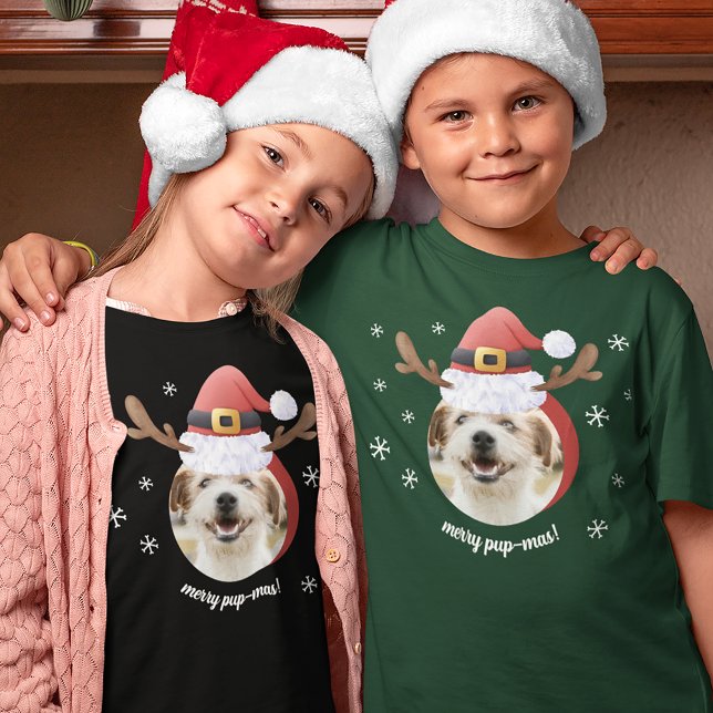 Camiseta Foto de perro con Navidades Gorras de Santa Reinde (Subido por el creador)