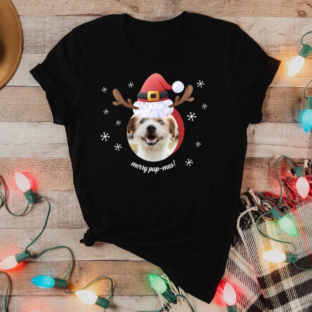 Camiseta Foto de perro con Navidades Gorras de Santa Reinde (Subido por el creador)