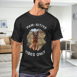 Camiseta Foto de perro con vibraciones positivas en negro