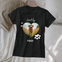 Camiseta Foto de perro corazón amor pastas blanco negro