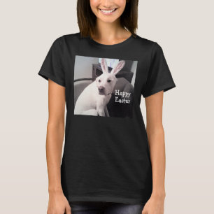 Camiseta Foto de Perro de Cachorro Blanco con orejas de con