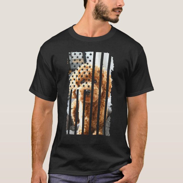 Camiseta Foto de perro de caniche adornado con la bandera e (Anverso)
