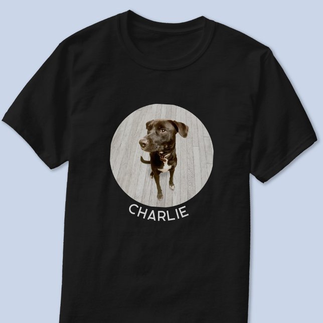 Camiseta Foto de Perro Personalizada con Nombre (Personalized custom name or text dog or pet photo t-shirt)
