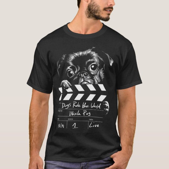 Camiseta foto de rostro pug negro (Anverso)