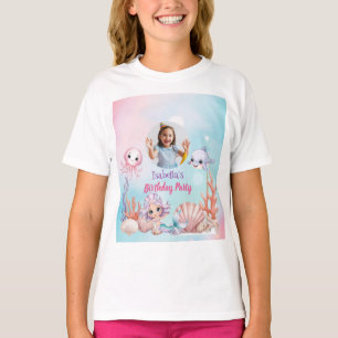 Camiseta Foto de sirena bajo el cumpleaños del mar