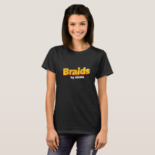 Camiseta Foto de trenzado de cabello africano rosa y amaril