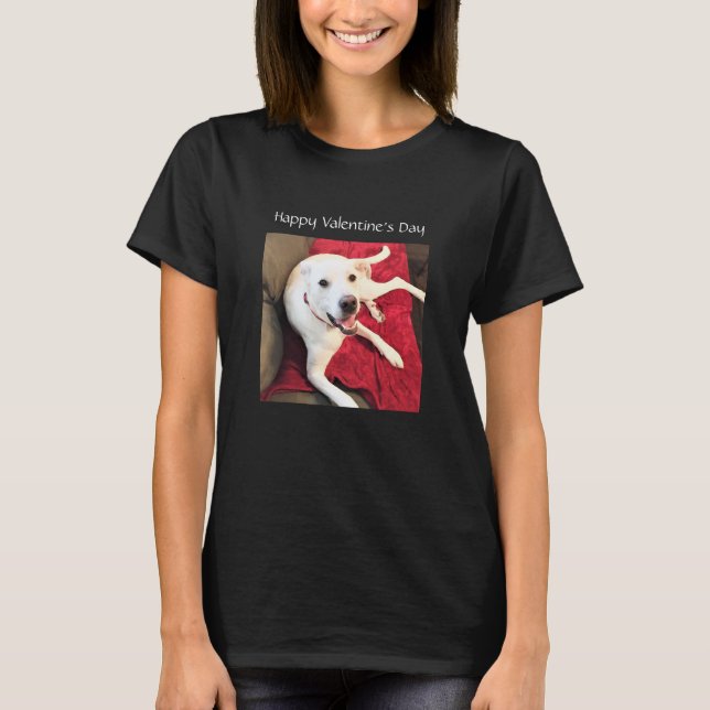 Camiseta Foto de un El día de San Valentín de perro blanco  (Anverso)
