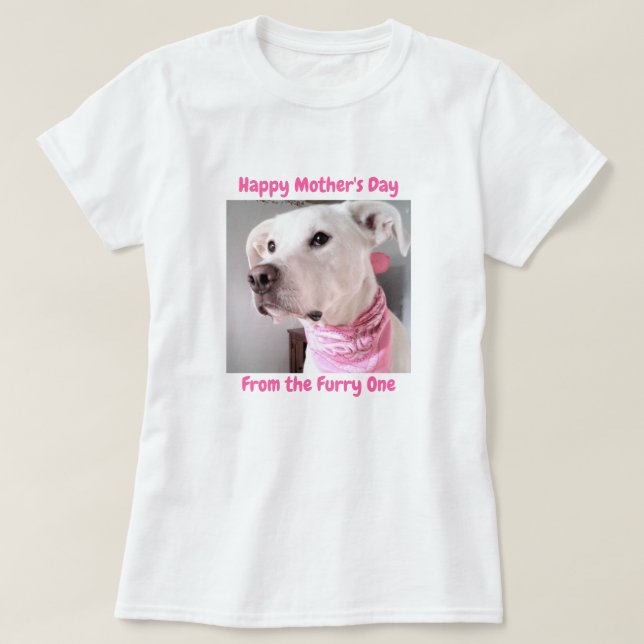 Camiseta Foto de un perro tímido de cachorro blanco con ojo (Diseño del anverso)