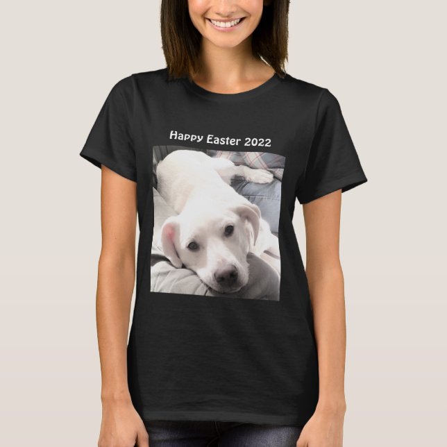 Camiseta Foto de un regalo de Pascua de Perro Blanco y Cuto (Anverso)