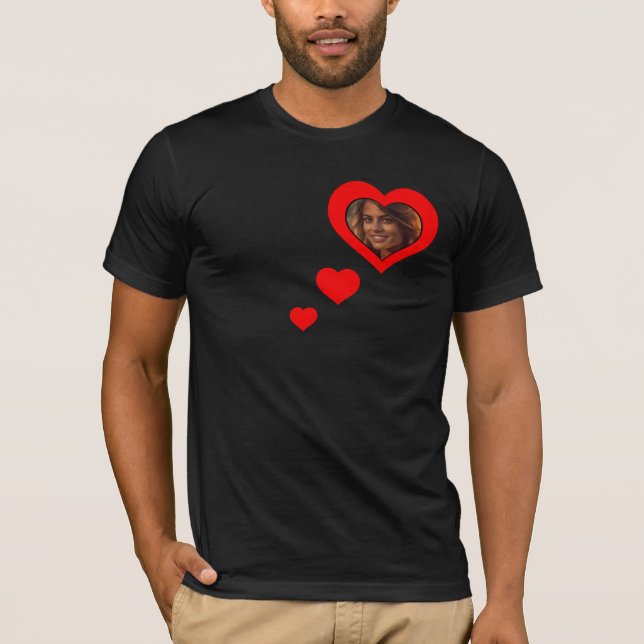 Camiseta Foto del corazón personalizada Amo a mi novia (Anverso)