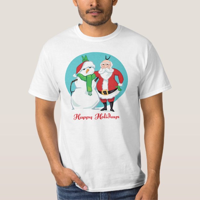 Camiseta Foto del muñeco de nieve de Santa (Anverso)