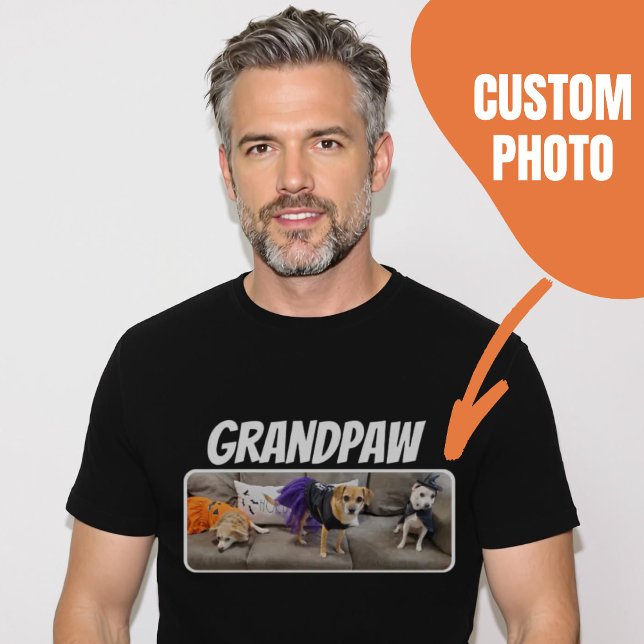 Camiseta Foto del Personalizado Abuelo Perro Abuelo (Grandpaw Dog Grandpa Custom Photo T-Shirt.)