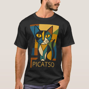 Camiseta Foto divertida de gato Picatso - Estilo de arte cu