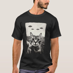 Camiseta Foto divertida de gato selfie OVNI Gato raro Blanc