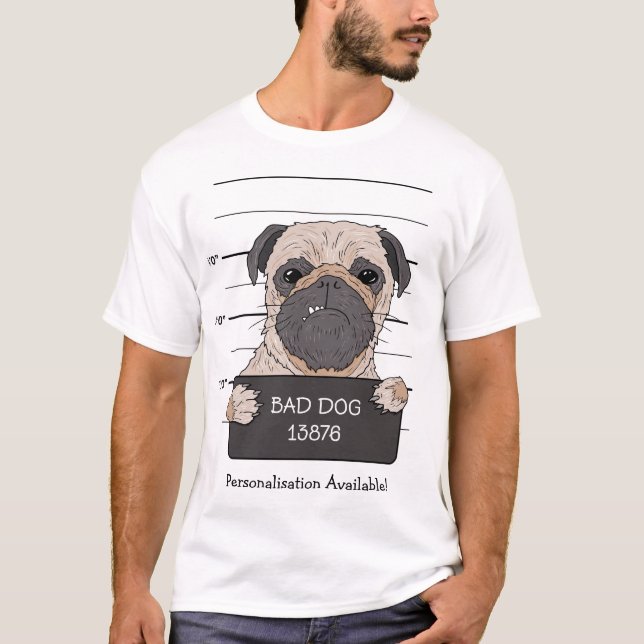 Camiseta Foto divertida de pug  (Anverso)