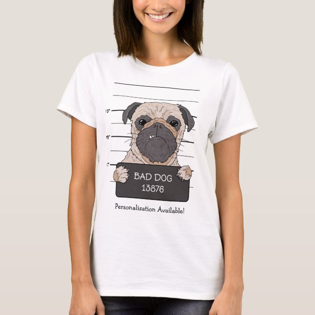 Camiseta Foto divertida de pug  (Anverso)