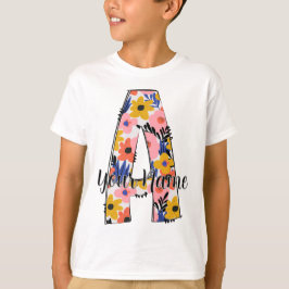 Camiseta foto editable letras alfabéticas A personalizadas