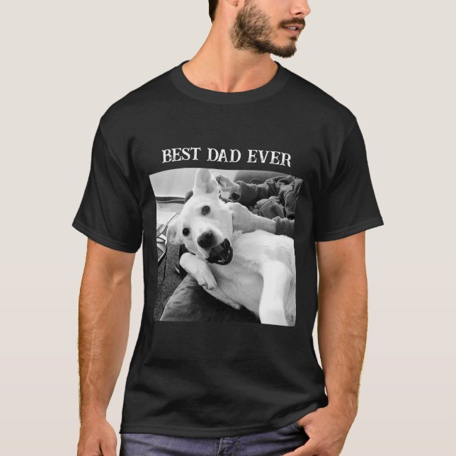 Camiseta Foto en blanco y negro de perro jugando con el amo (Anverso)