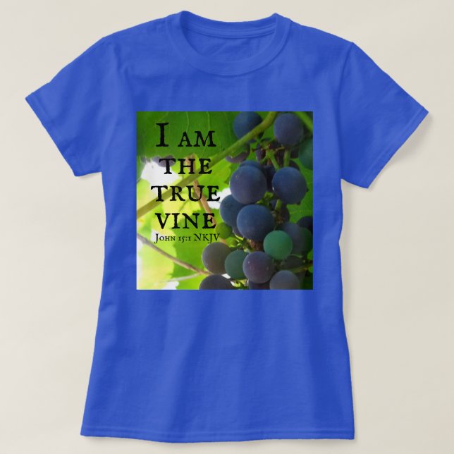 Camiseta Foto: Evangelio de uvas moradas de John Bible Vers (Diseño del anverso)