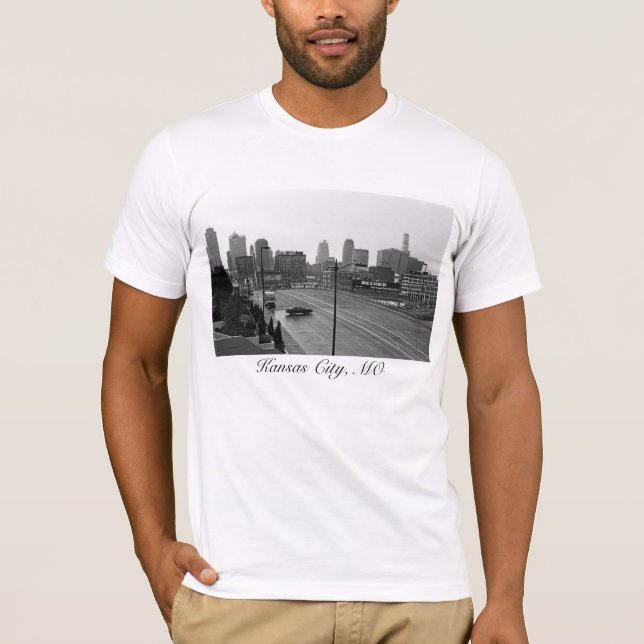 Camiseta Foto Horizonte-Negra y blanca de Kansas City (Anverso)