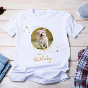 Camiseta Foto mascota Oro Estrellas Perro Cumpleaños Person