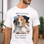 Camiseta Foto Mascota personalizada del padre del mejor per<br><div class="desc">"¡El mejor papá jamás ~ Feliz día de papá!" ... Este Día del Padres le da a tu padre perro favorito una linda camiseta personalizada de papá, perro y mascota, de su mejor amigo. Personaliza esta camisa de papá de perro de los padres con el nombre del perro y la...</div>