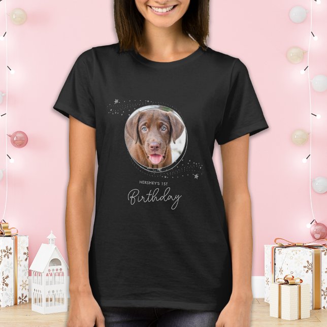Camiseta Foto mascota Silver Stars Dog Cumpleaños Personali (Subido por el creador)