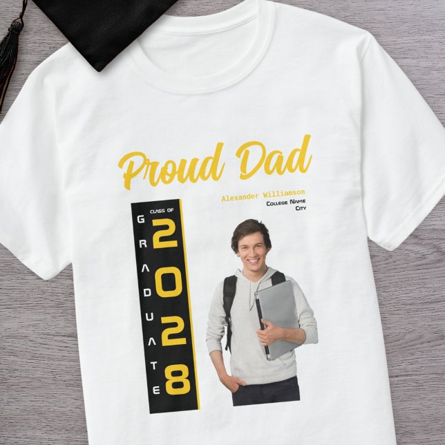 Camiseta Foto moderna de graduación negra de oro, papá orgu (Subido por el creador)