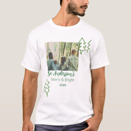 Camiseta Foto moderna del árbol de Navidad verde de nombre 