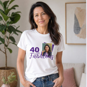 Camiseta Foto morada de 40 y fabuloso cumpleaños 40
