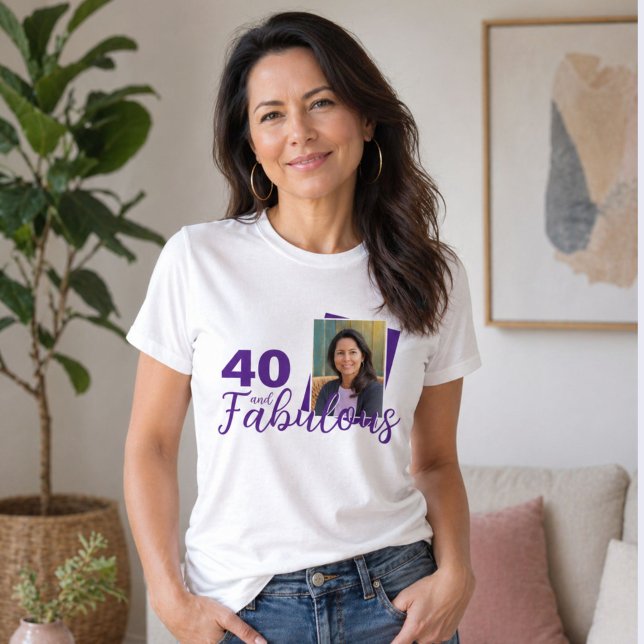 Camiseta Foto morada de 40 y fabuloso cumpleaños 40 (Subido por el creador)