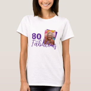 Camiseta Foto morada de 80 y fabulosa cumpleaños