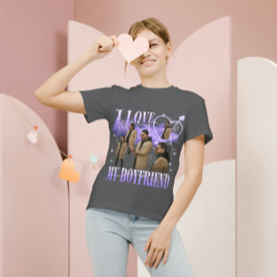 Camiseta Foto Personalizada Amo a Mi Novio Bootleg Antiguo