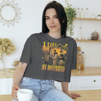 Camiseta Foto Personalizada Amo a Mi Novio Bootleg Antiguo