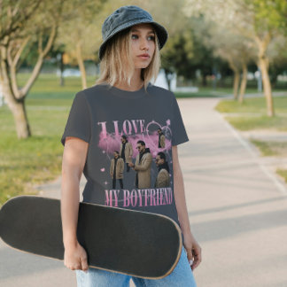 Camiseta Foto Personalizada Amo a Mi Novio Bootleg Antiguo
