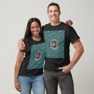 Camiseta Foto personalizada con círculo de perlas sobre azu