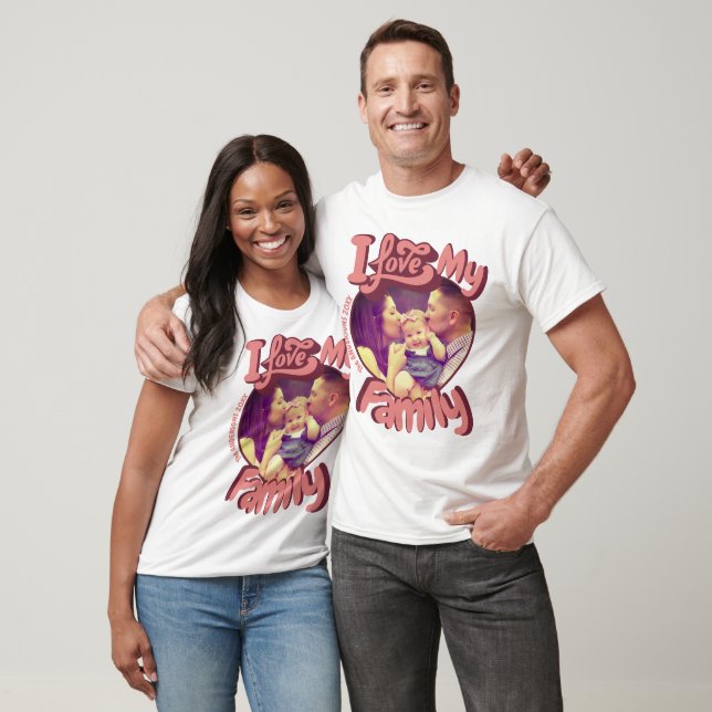 Camiseta Foto personalizada con forma de corazón Me encanta (Unisexo)