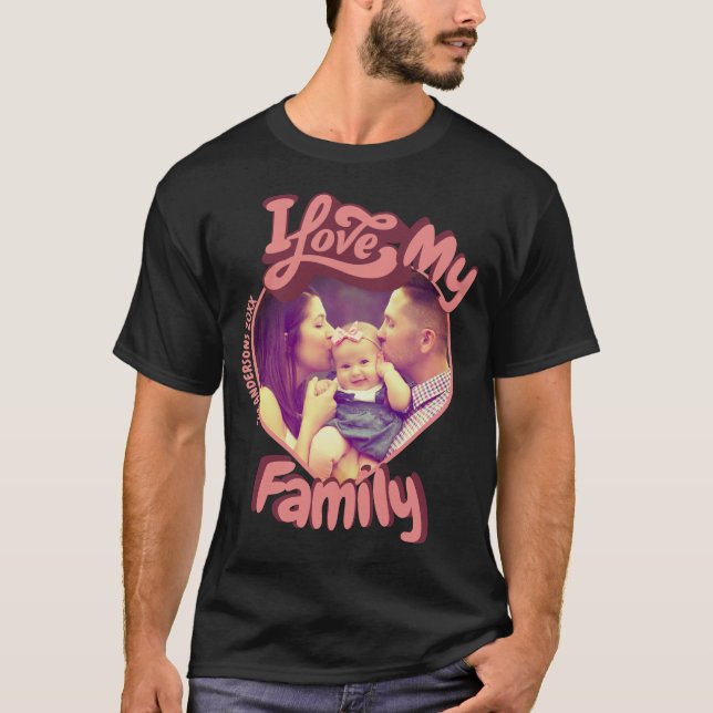 Camiseta Foto personalizada con forma de corazón Me encanta (Anverso)