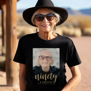 Camiseta Foto personalizada Cumpleaños 90 y fabuloso