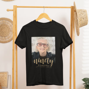 Camiseta Foto personalizada Cumpleaños 90 y fabuloso